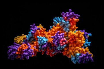 3D representation of finasteride molecule blocking 5-alpha-reductase enzyme under microscope. Generative AI