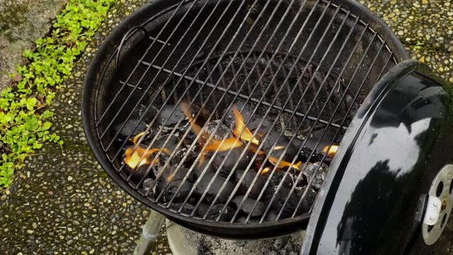 flames on the grill