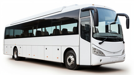 Journey Ahead: Modern White Tour Bus on White