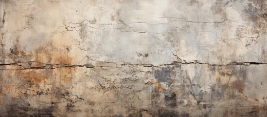 Background of dirty imperfect cracked wall with peeling paint