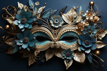 Intricate Masquerade Mask with Vibrant Colors and Floral Details