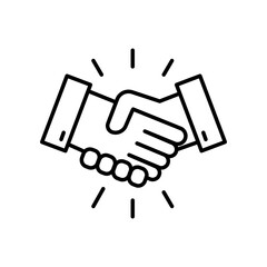 Handshake icon. Simple outline style. Deal, hand, shake, logo, agreement, partnership, professional, success, teamwork, business concept. Thin line symbol. Vector illustration isolated.