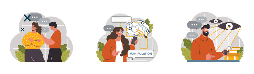 Manipulation. Psychological control method. Domination exploitation