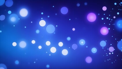 Luminous Large Bokeh Light Dots Scattered Across a Deep Blue Background