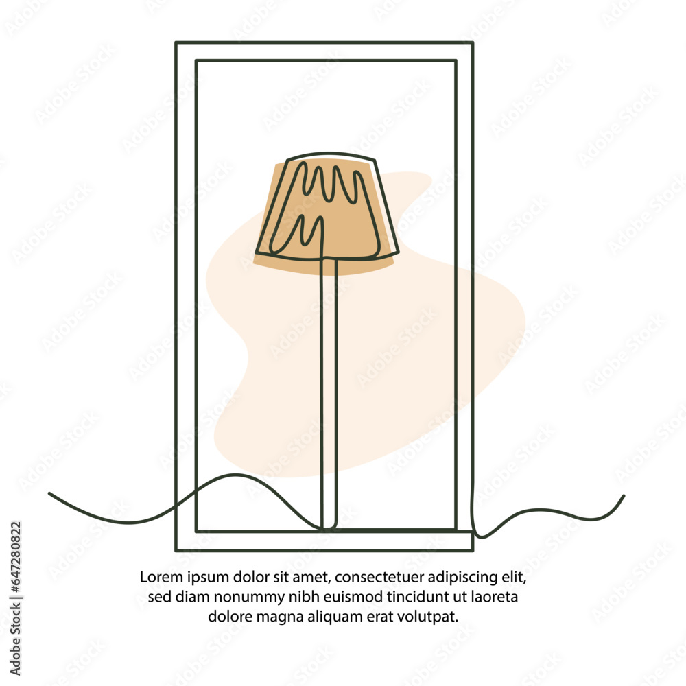 Poster one line sleeping lamp poster with frame. abstract minimal continuous line wall decor.