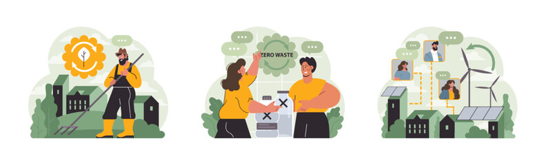 Sustainability set. Environmental protection, climate and nature preservation.