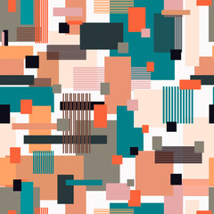 seamless vector pattern in the form of an ornament of various rectangles of various colors and sizes for the design of interiors and backgrounds