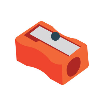 Orange pencil sharpener vector illustration in flat design style, school supplies clip art