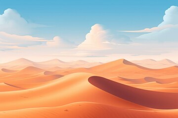 Fototapeta na wymiar Landscape of desert with sand dunes and gradient sky. Empty contemporary backdrop. Generative AI