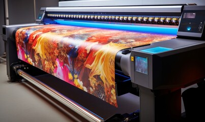 Wide-format inkjet printer. Color toners ink in the digital printer, Generative AI - obrazy, fototapety, plakaty