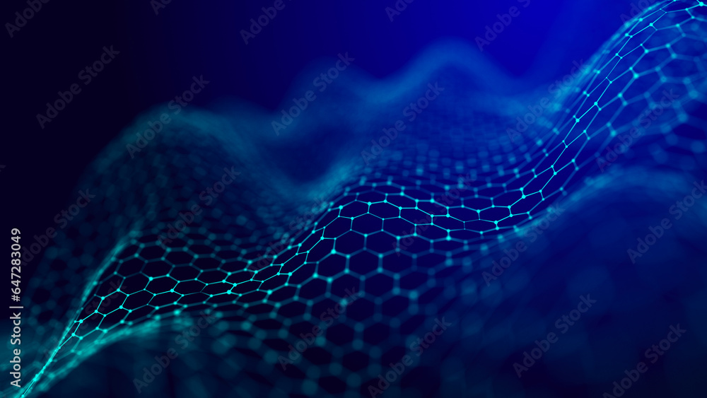 Poster abstract digital wave. digital network background. 3d rendering