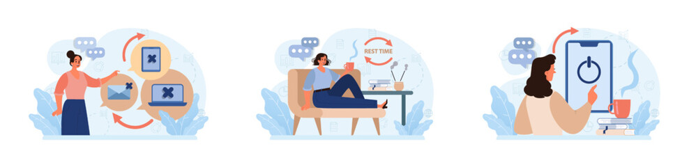Obraz premium Modern wellbeing practice set. Slow, mindful and sustainable living. Urban