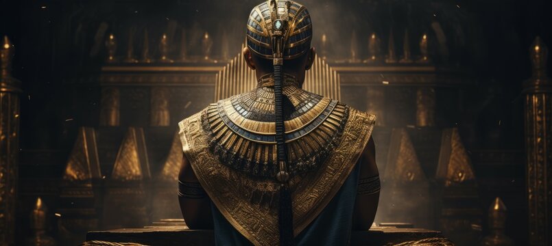 Ancient Egypt leader at the temple. Generative AI technology.