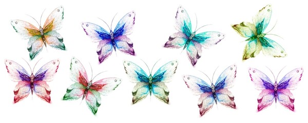 Watercolor colorful butterflies. Elegant botanical illustration suitable for fabric, prints, cover.
Template for your design