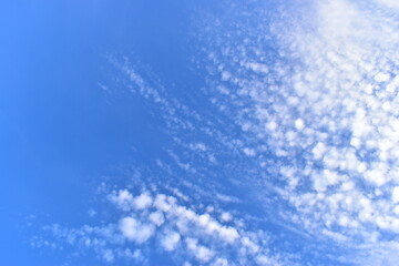 Naklejka na ściany i meble beautiful blue sky and white fluffy group of clouds in the morning, natural background