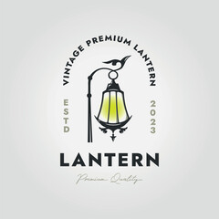vintage street lamp logo icon, illustration vector of lantern design