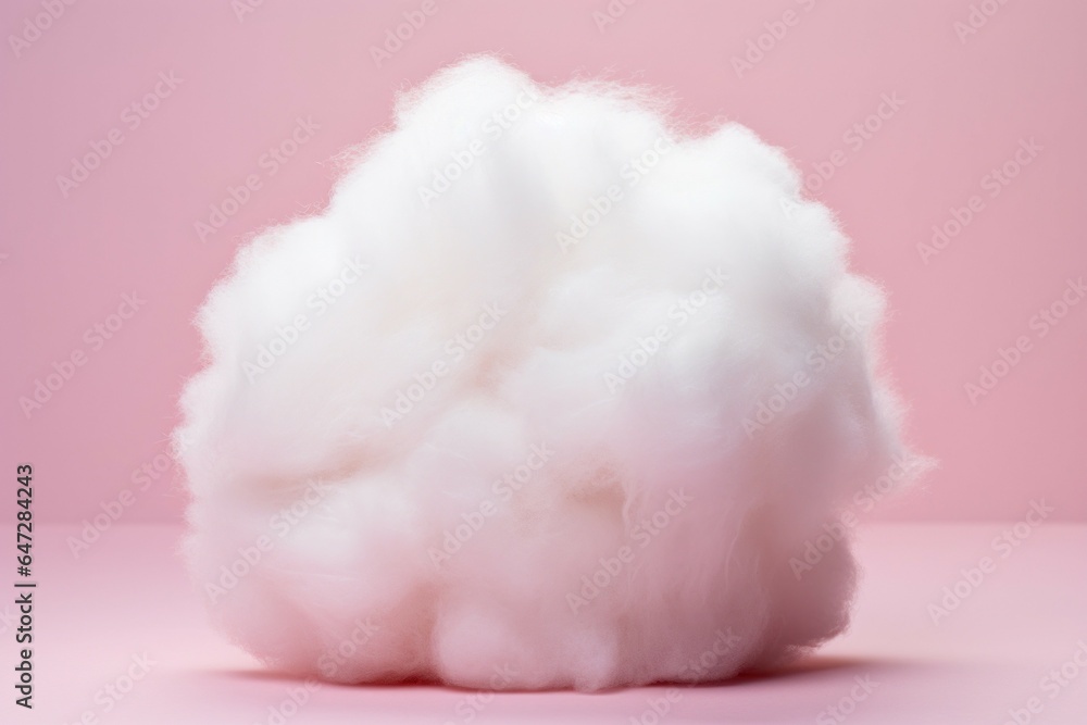 Poster A beautiful cloud of soft cotton on a pink surface. Perfect for adding a touch of elegance and comfort to your designs.