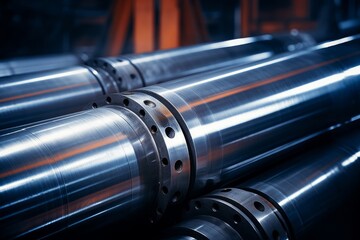 Metalworking  industry, steel metal pipe-shaft,  netal concept  industry, Generative AI