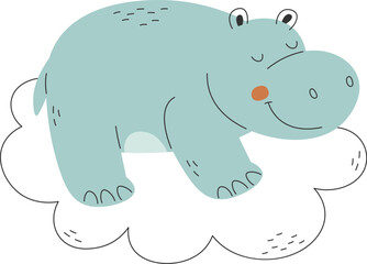 Hippo Sleeping On Cloud