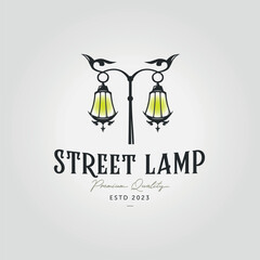 Fototapeta na wymiar twin streetlight lantern logo icon design vector illustration