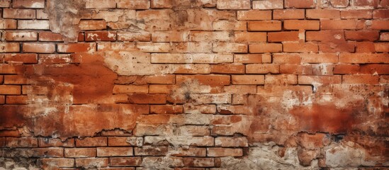Aged Red Brick Wall Surface with Grunge Texture