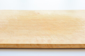 wooden cutting board isolated on white background, plank wood in the kitchen