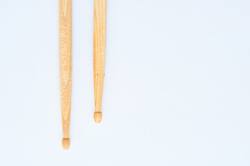 wooden drumstick isolated on white background, object for play drum