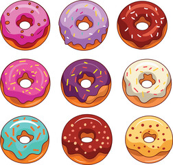 Vector Illustration Set Donuts