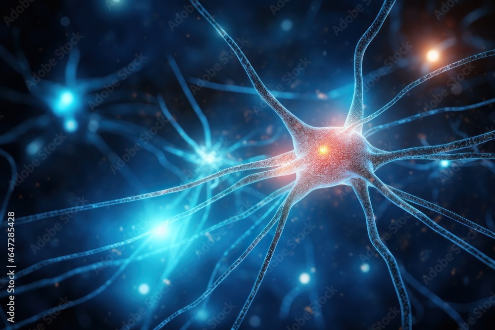 Poster sparkling neurons in the brain.