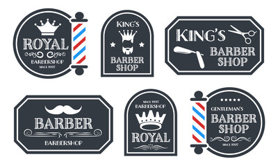 Barber shop - set of vintage advertising signs. Barbershop Vector Retro Labels.