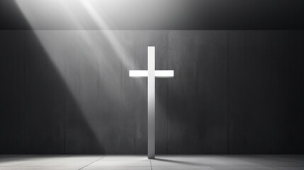 Naklejka premium Cross with Sunset Background