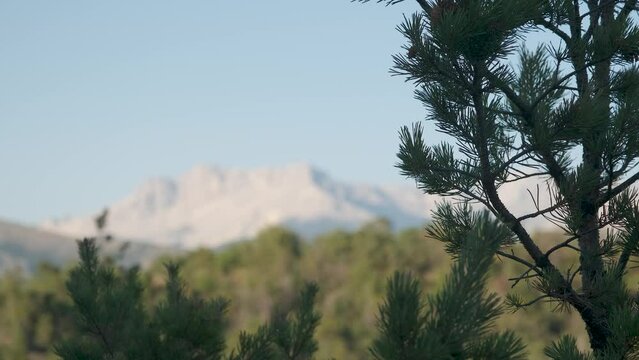 Focus pull on the Pic de Bure mountain in the French alps