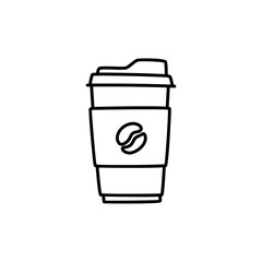 Beverages, coffee doodle on white background
