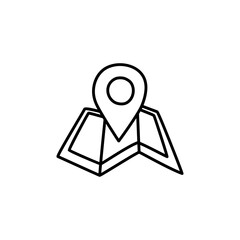 Doodle location icon. Map pictogram. Terrain orientation, gps, isolated on white background