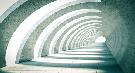 modern 3D background of a concrete tunnel structure