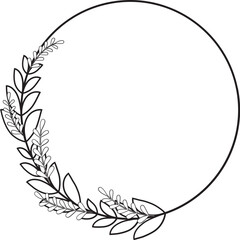 Leaf Frame Wreath Outline
