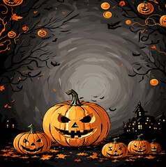 halloween pumpkin background, Created using Generative AI.