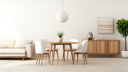 White scandinavian modern living room interior design. Generative AI