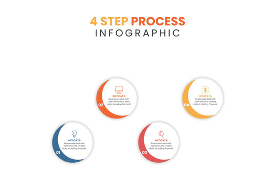 Presentation Of Business Infographic Template With Icons And 4 Options Or Steps, Workflow Layout, Flow Chart, Info Graph