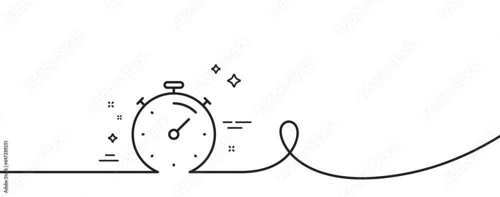 Poster timer line icon. continuous one line with curl. time management sign. stopwatch symbol. timer single