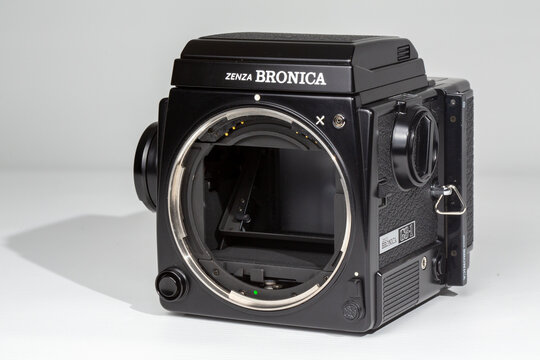 Soest, The Netherlands - 09-13-2023. Bronica GS-1, fully modular SLR medium format camera body without lens.