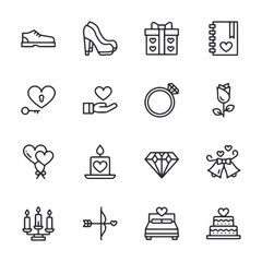 Set of Wedding marriage icon for web app simple line design