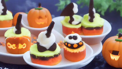 Obraz premium Halloween party cake ,generative AI