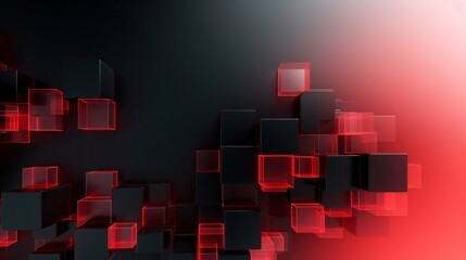 Design Template for Red and White Cubes on Black Background
