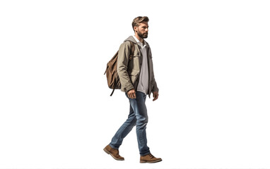 Person Walking Along a Street Isolated on a Transparent Background PNG. Generative AI - obrazy, fototapety, plakaty