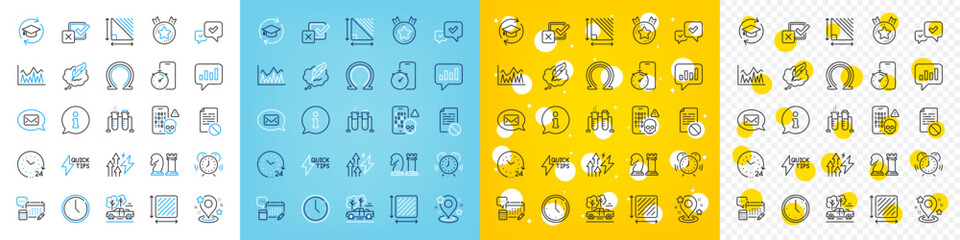 Vector icons set of Messenger, Ranking star and Chemistry beaker line icons pack for web with Account, Time management, Approve outline icon. Pickup, Time, 24 hours pictogram. Vector