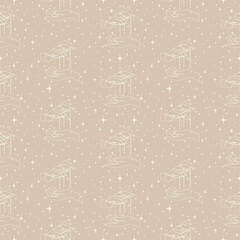 Halloween witchcraft pattern with hands on beige background