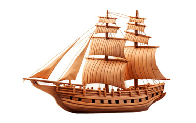 Crafting a Wooden Ship Isolated on a Transparent Background PNG. Generative AI