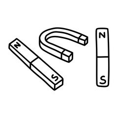 Magnet doodle icon. Outlined on white background.