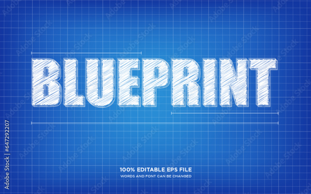 Poster blue print editable text style effect